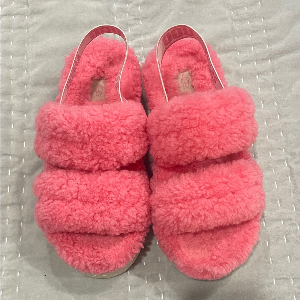 UGG Oh Fluffita Platform Sandal size 9 Pink Rose Shearling